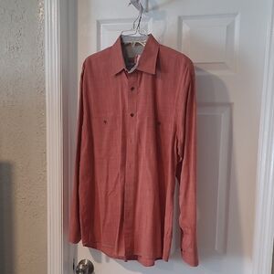 Blue Pronto Uomo Long Sleeve Tab Cuff  Button-Up Shirt in Rust XL